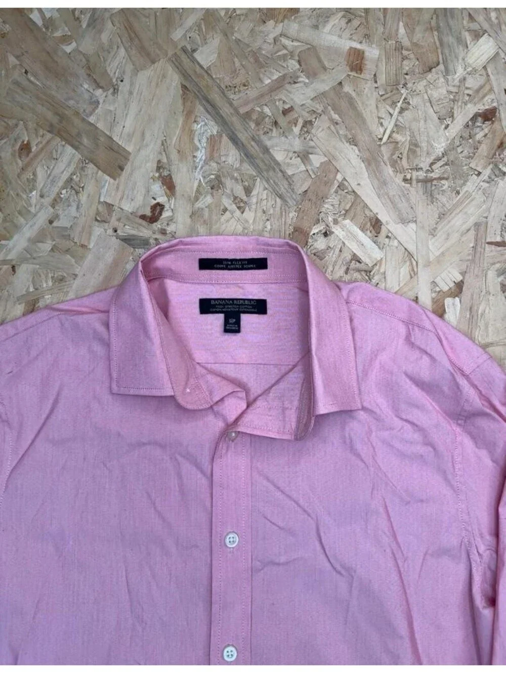 Banana Republic Shirt Mens Small Pink Slim Flex Fit Tech Stretch Cotton Button